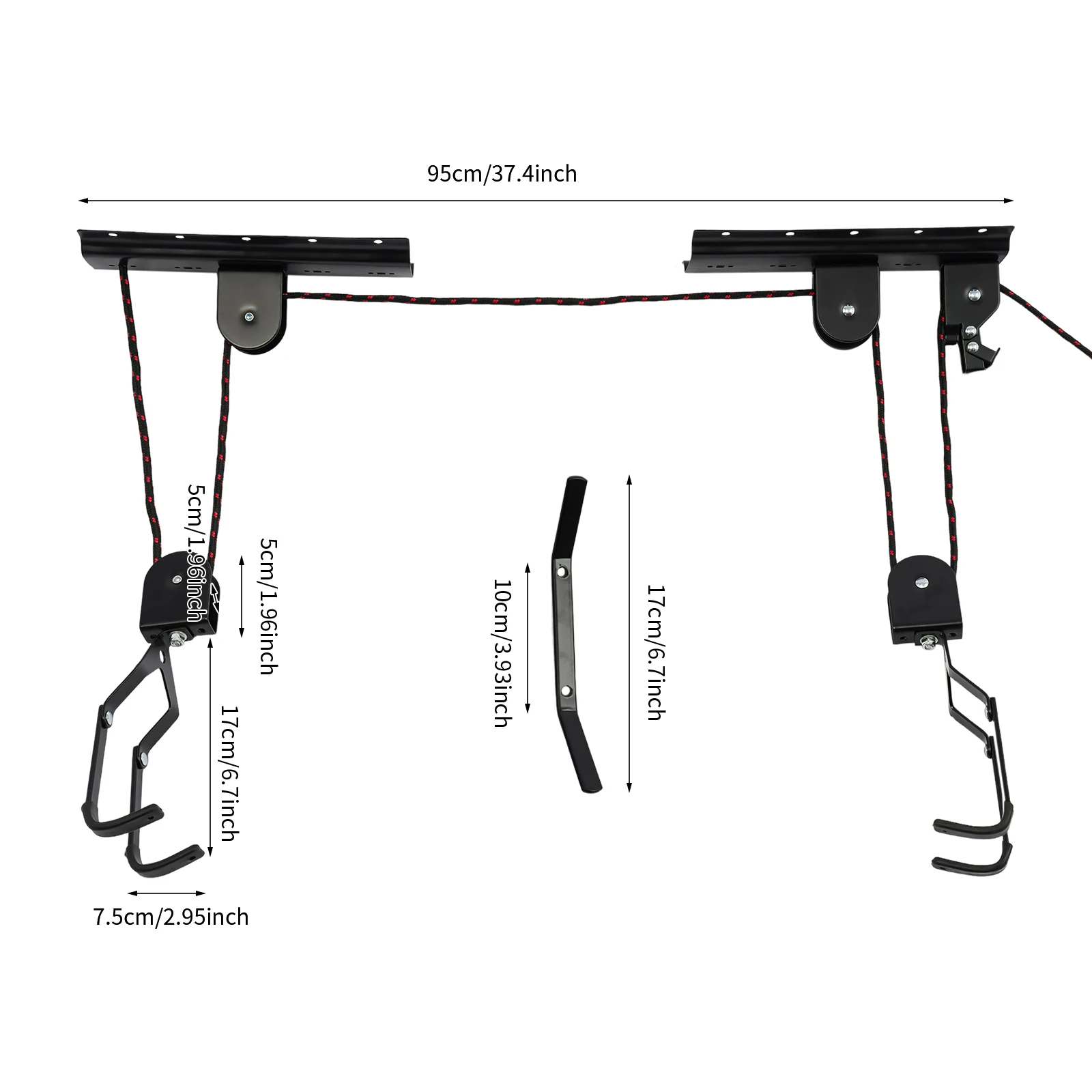 Bike Storage Hanger, Ceiling Mount Bike Hoist, Wall Mounted Bike Rack with 2 Ropes, Garage Organizer for Space Saving