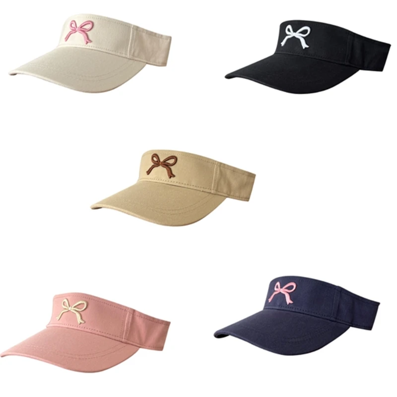 

Women Breathable Empty Top Sun Hat Sweet Embroidered Bowknot Baseball Hat Spring Summer Adjustable Outdoor Sports Sunproof Hat