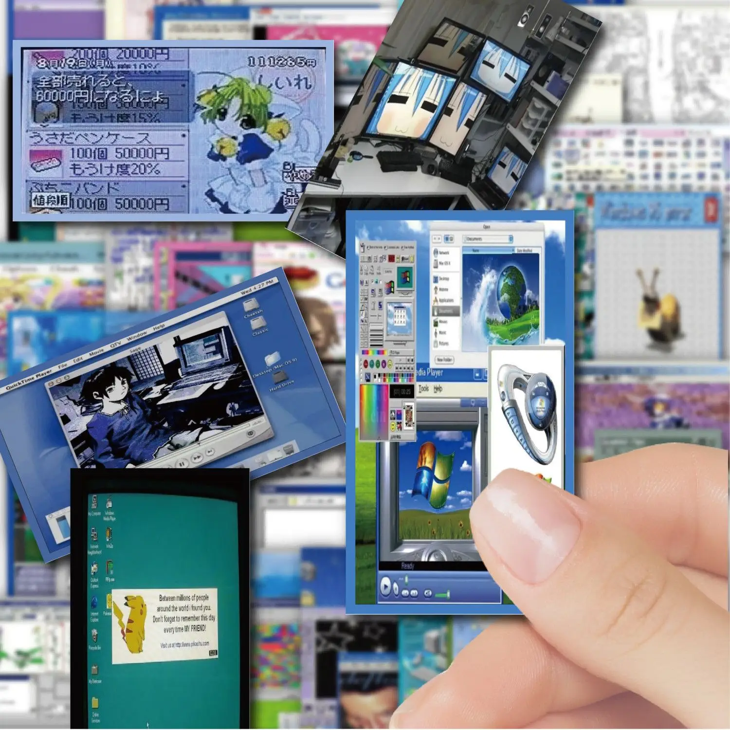 

68pcs Retro Y2K Electronic Frutiger Aero Webcore Dreamcore Die-cut Sticker DIY Phone Case Scrapbooking Collages Junk Journal