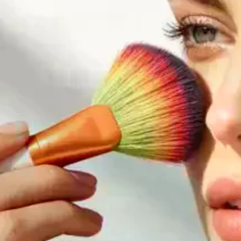 Rainbow Bristle Cosmetic Makeup Brush Ultra Soft Synthetic Seamless Fluffy Foundation Home Beauty Routine