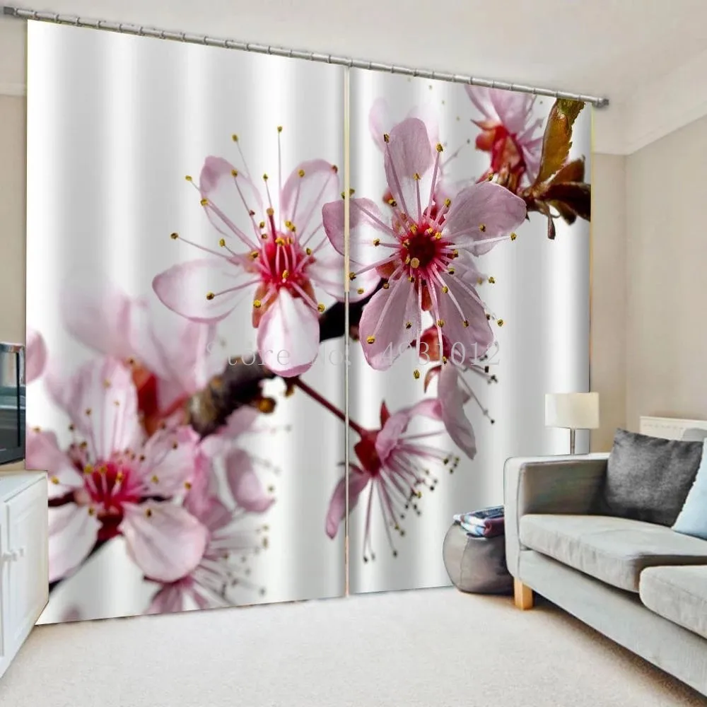 Luxury Blackout 3D Window Curtains For Living Room Bedroom pink peach flower curtains girls curtains