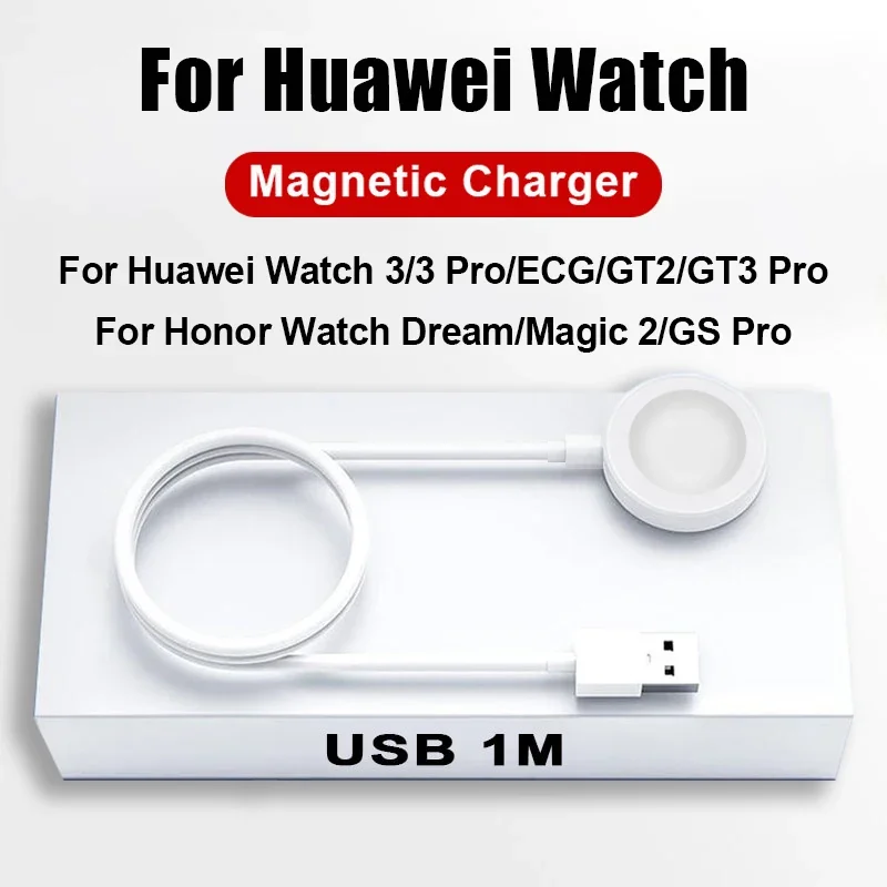 Carregador magnético original para relógio huawei 3 gt gt2 gt3 pro relógio inteligente, cabo de carregamento rápido usb portátil