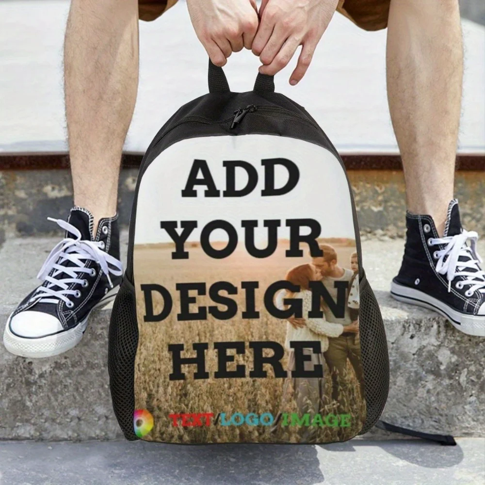 Customized Lightweight Daypack,Personalized Polyester Casual Backpack with Adjustable Straps,Zip Closure,Hand Wash,Unique Design
