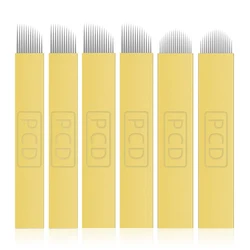 Agujas para Microblading PCD, 12 y 14 pines, hojas para maquillaje permanente, tatuaje Manual de cejas, agujas de hoja curva para pluma de tatuaje