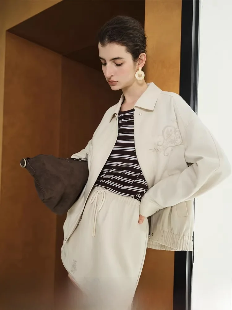 Ele bordado Jaet ort prendas de vestir exteriores Faion diseño primavera otoño nueva llegada Van Slane serie mezcla de algodón para mujer