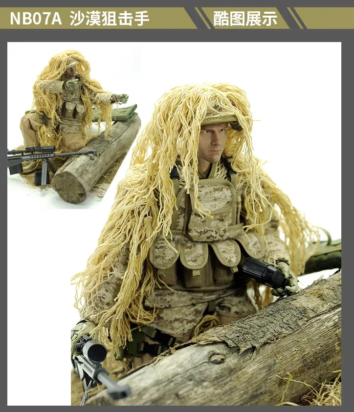 Männliche Scharfschütze im Maßstab 1:6 mit Barrett, militärische Kunststoffkollektion, Ornamente, Puppenmodell für 12-Zoll-Actionfiguren, Zubehör NB07 NB08