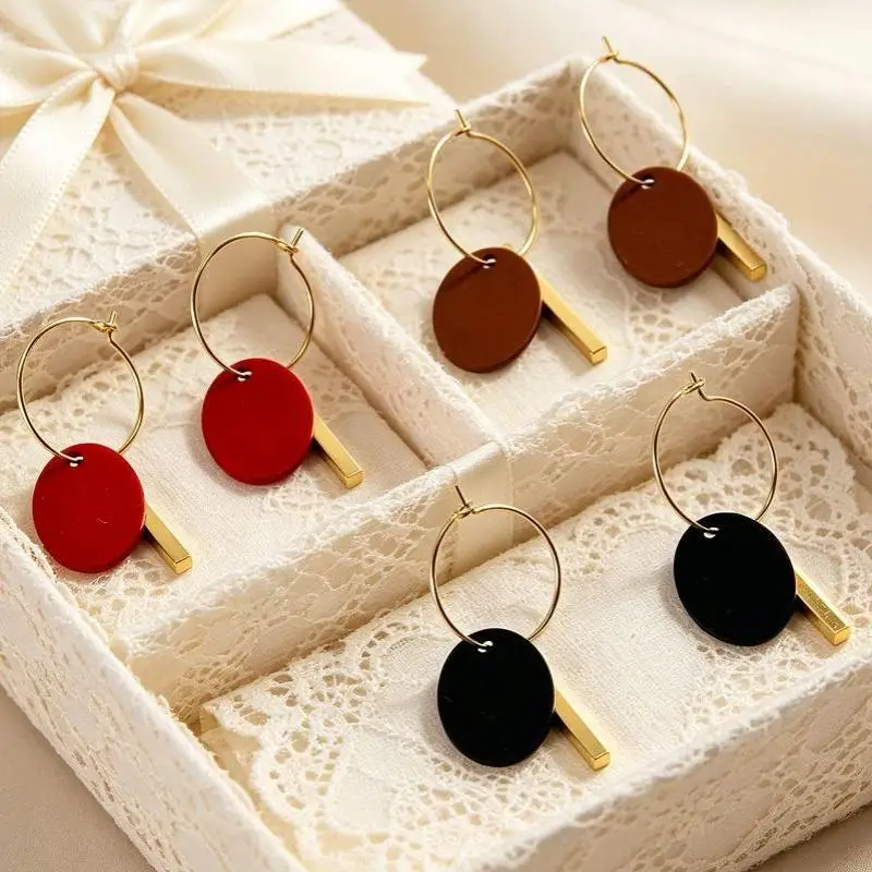 1 Pair DIY Accessories New Style Elegant Round Splice Long Strip Alloy Fashionable Charm Mom Earrings For Women