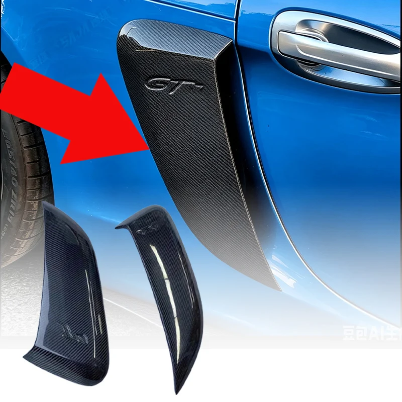 GT4 Style Side Fender Air Inlet Vent Trim With GT4 Letter For Porsche 982 718 Cayman Boxster 2017‑2025 Exterior Body Modificatio