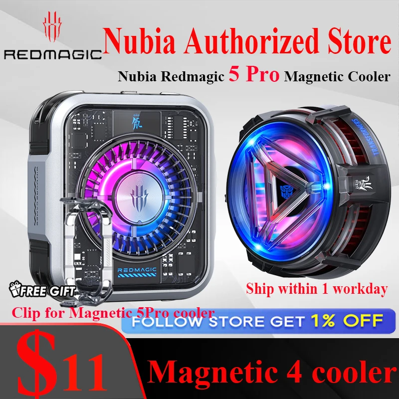 Nubia RedMagic Cooler 5 4 Pro Magnetic Ice FunCooler RGB LED 36W Semiconductor Heat Dissipation Cooling For Gaming Oneplus Phone