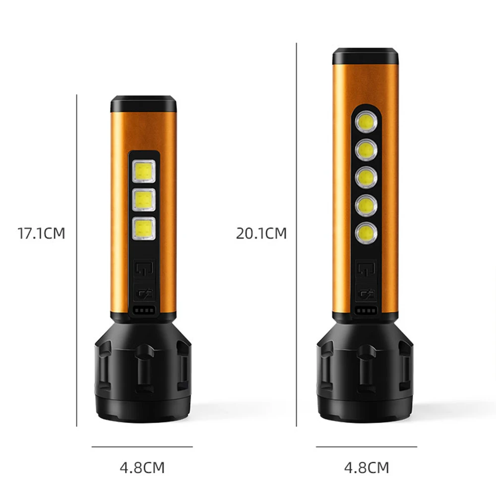 Super Powerful LED Flashlight USB Rechargeable Waterproof Light Built-in Battery COB Lamp Bead Ultra Bright Lantern Camping