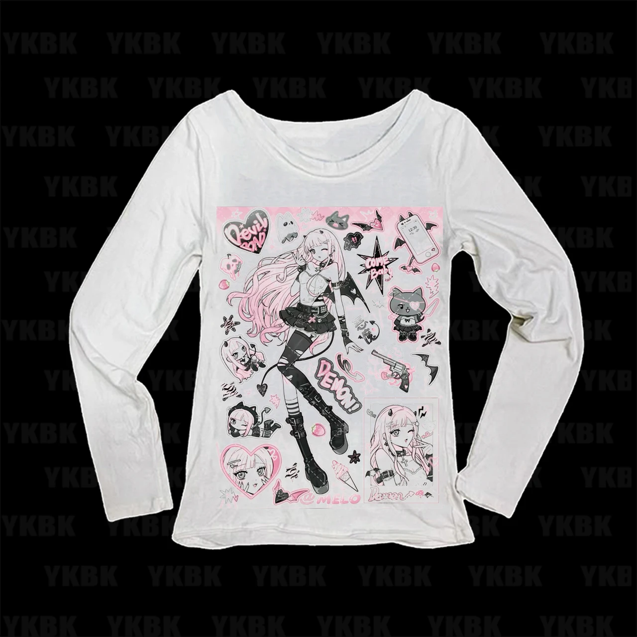 

Y2K Top for Women 2000s Graphic Tees Harajuku Goth Anime Girl Y2K Kitty Grunge Clothes Womens Clothing Emo Graphic T-shirt