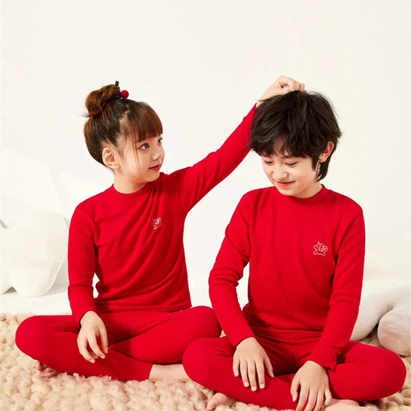 2023 New Boys Girls Underwear Suit Children Clothing Sets Autumn Winter Warm Tops+Pants 2Pcs Kids Clothes Homewear Pajamas 3-14Y