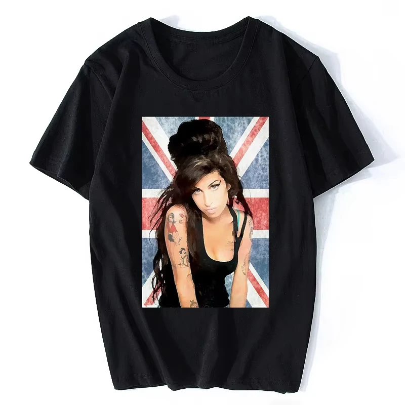 Vendita calda Amy Winehouse Legardary T-shirt Stampa Tees Uomo Donna Cotone Manica corta T Shirt Casual Hip Hop Top Estate Streetwear