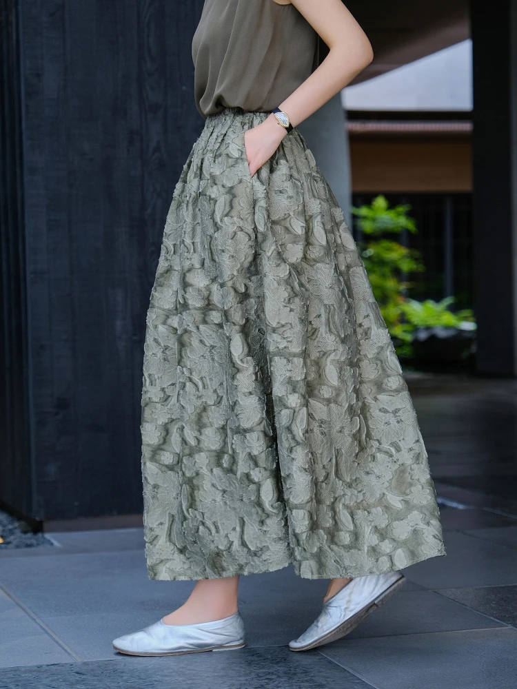 

Юбка-миди Mallin Original Design из смесового хлопка с эластичным поясом, А-силуэт, с цветочным узором