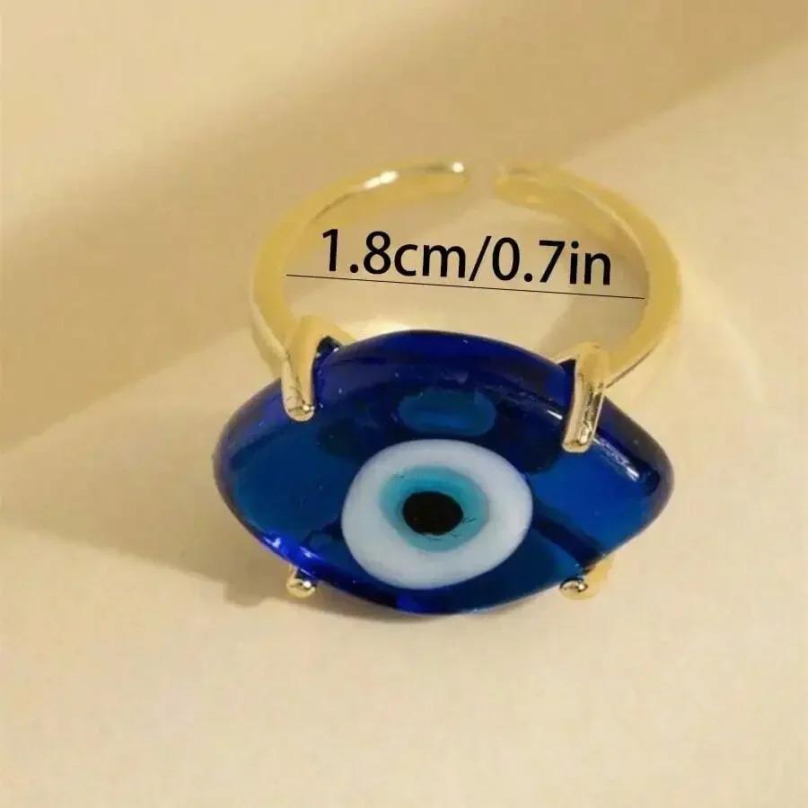 

Blue Evil Eye Fashion Ring For Women Punk Style Adjustable Size