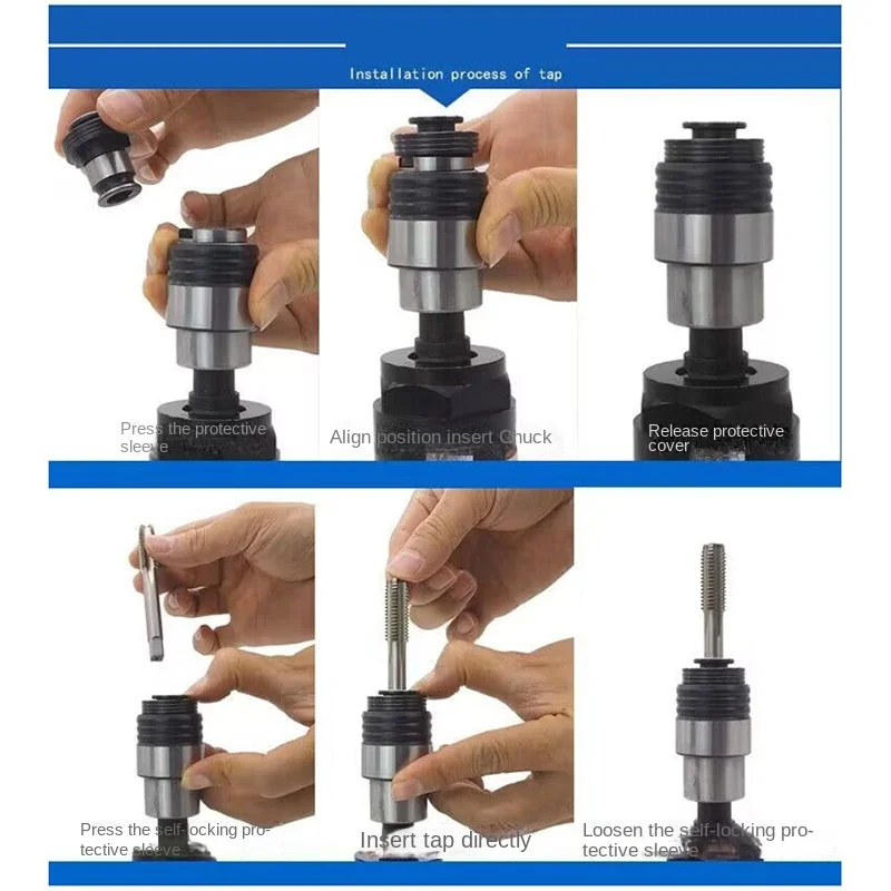 Imagem -04 - Máquina Pneumática Portátil Tapping Dispositivo Portátil Motor Pneumático Rebite Nut Gun tipo Power Thread Tap Broca Braçadeira M3-m12