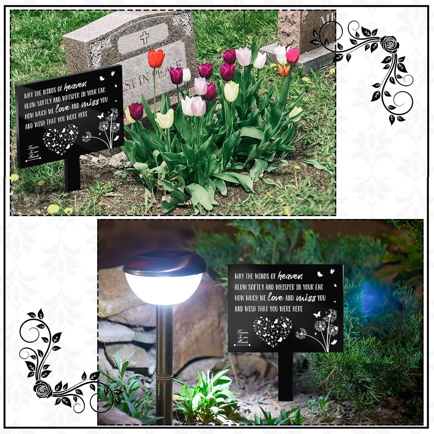 

Metal Iron Suncatchers Memorial Remembrance Plaque Stake Waterproof Marker Cemetery Memorial Garden Decoration Sympathy Dove