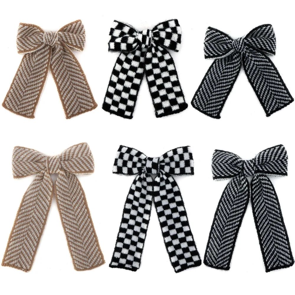 001N Checkered yarn tape Hair Bows Cute Hairpins Girls duckbilled Hair Clips Barrettes Clip Kids Headwear Fashion Hair Accesso