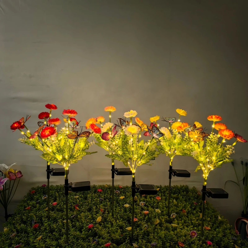 Solar Saussurea Flower Stake Lights, LED Artificial Night Landscape Lawn Lamps for Courtyard Garden Decoration view 4