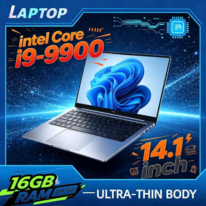 Portable 14.1-Inch High Performance Gaming Intel Core i9-9900 Laptop, 32GB of RAM, Notebook PC Designed for Gamers.