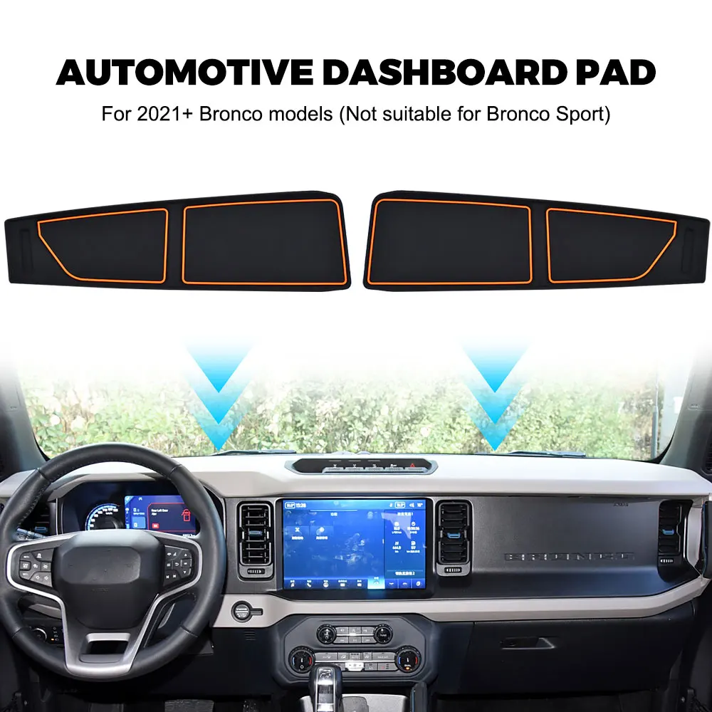 Car Dashboard Pad for 2021 2022 Ford Bronco 2/4 Door Accessories Dashboard Mat Cover Tray TPE Dash Pad Liner Protector