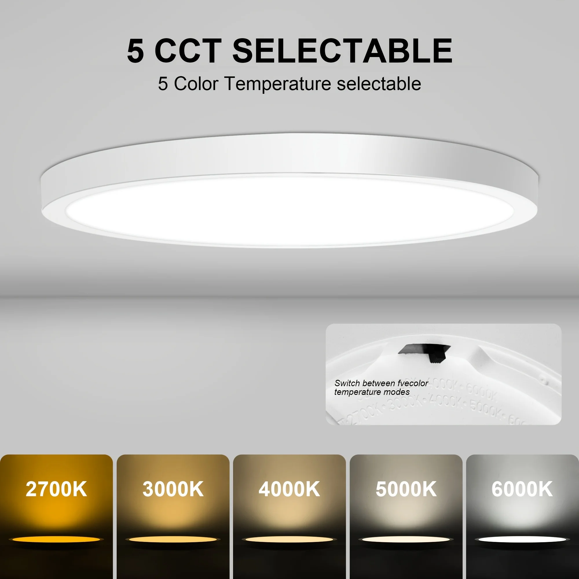

6/4/2/1pc LED Recessed Ceiling Light, 12-inch 24W Ultra-thin Ceiling Light, 3200LM Dimmable, 2700K-6000K 5-color Options, Suitable for Bedrooms, Living Rooms, Dining Rooms