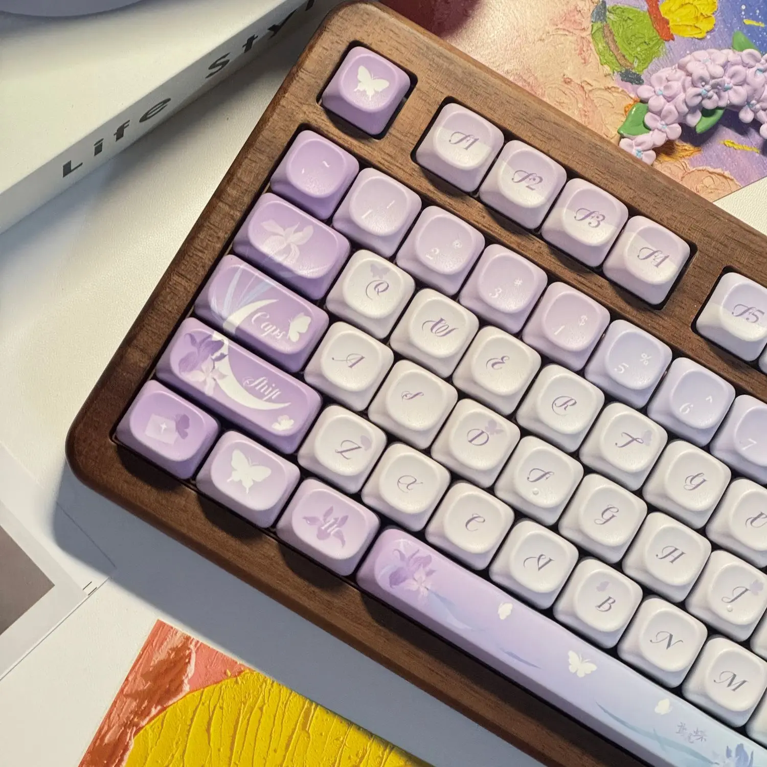 

Iris butterfly Iris summer dream, dream picking up light pbt hot sublimation keycap purple personality national style