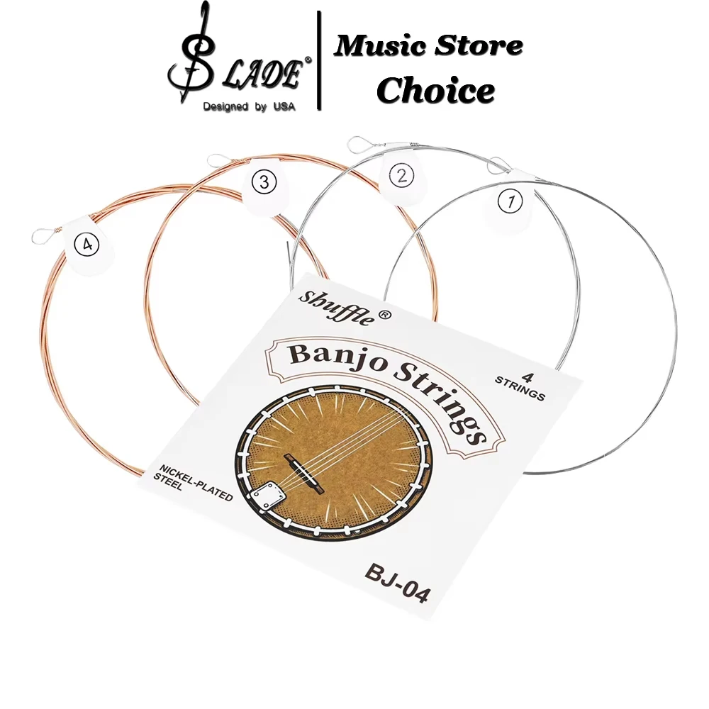 4-String Banjo Strings Set Brass Alloy Gold Plated Anti-Rust Coating Banjo Strings Replacement for Banjo Instrument Accessories