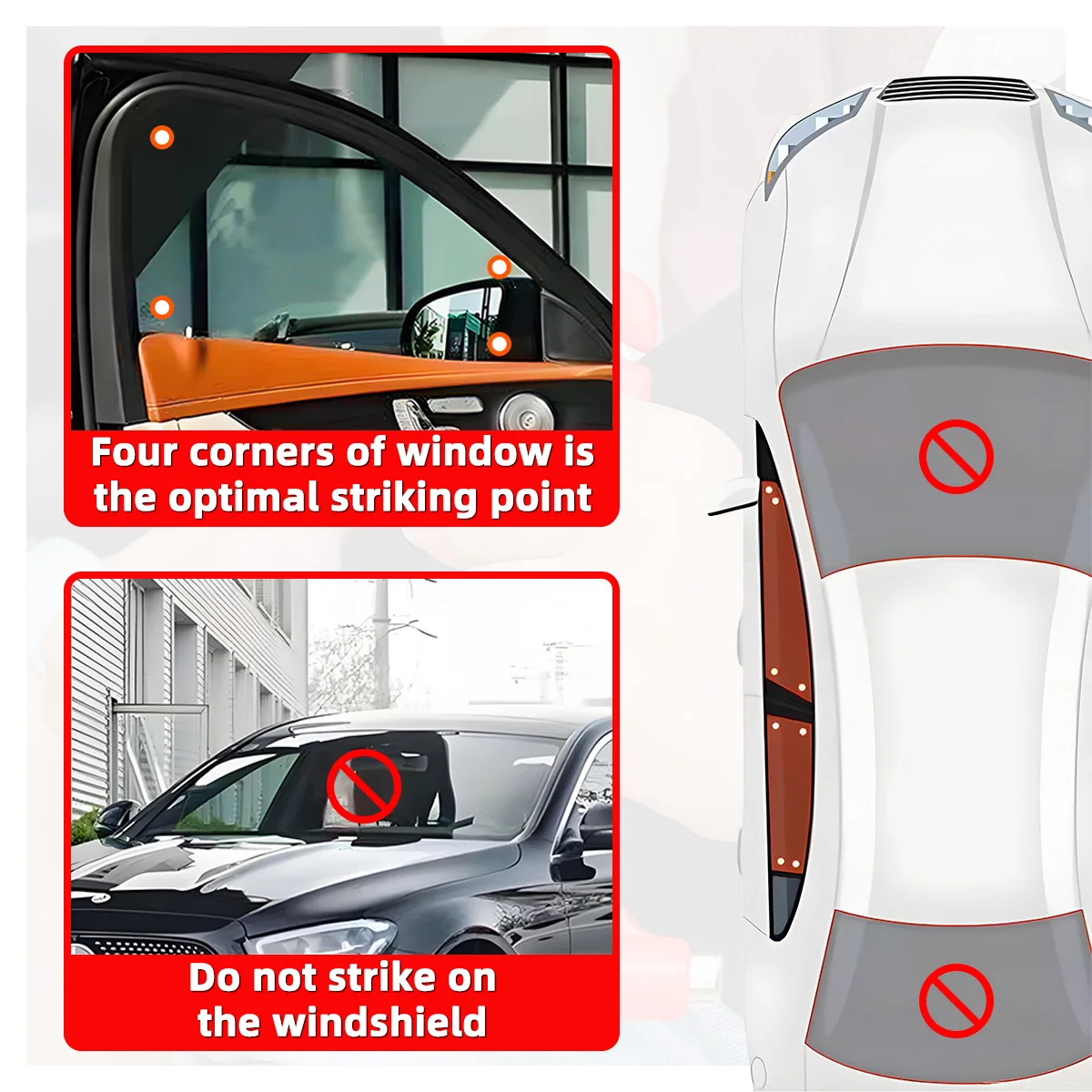 PINMOAP Car Safety Hammer Escape Hammer Car Window Breaking Artifact 3-In-1 Convenient Multi-Functional Fire Rescue Hammer view 4