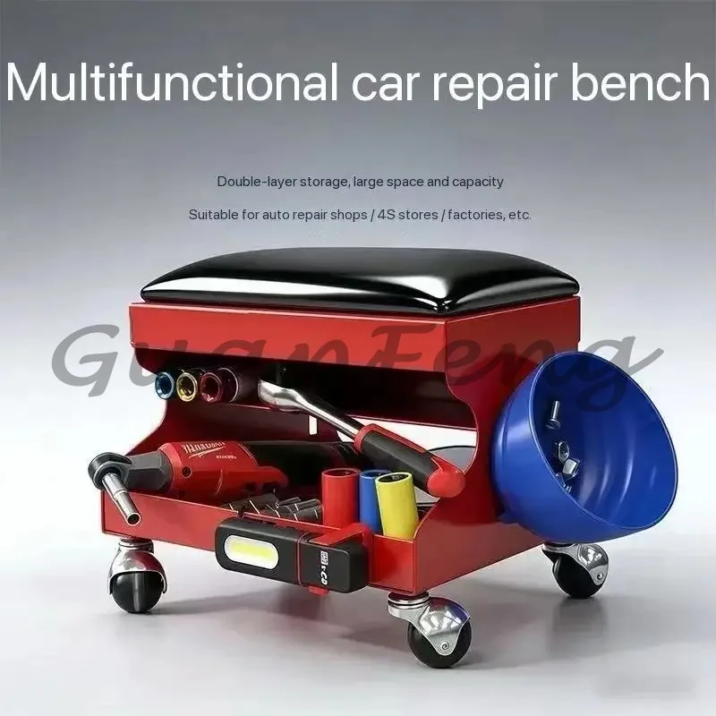 Thick Gauge Removable Mechanical Repair Crawler and Rolling Stool Kit, Multi-function Workshop Kit