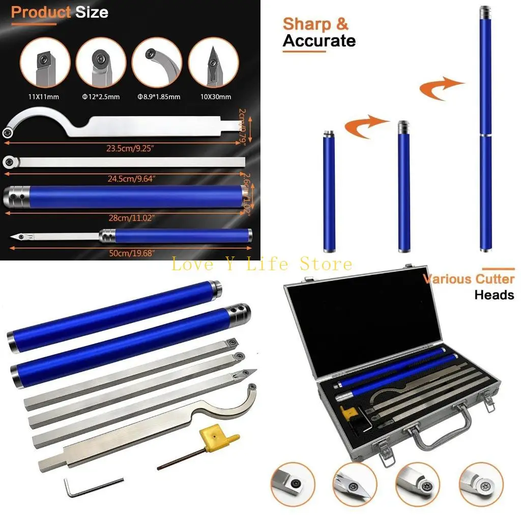 L74C 8 шт. Токарные инструменты с алмазной круглой и квадратной твердосплавной вставкой для дерева DIY