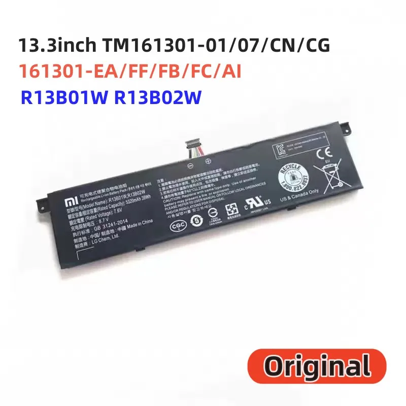 100% Originele 5230Mah Voor Xiaomi Air 13.3Inch TM161301-01/07/Cn/Cg 161301-ea/Ff/Fb/Fc/Ai R13b 01W R13b 02W Laptop Computer Batterij