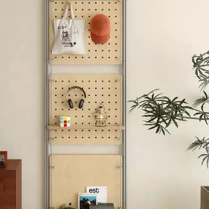 Solid wood hole wall rack, wooden wall entrance hanging board, wall baffle