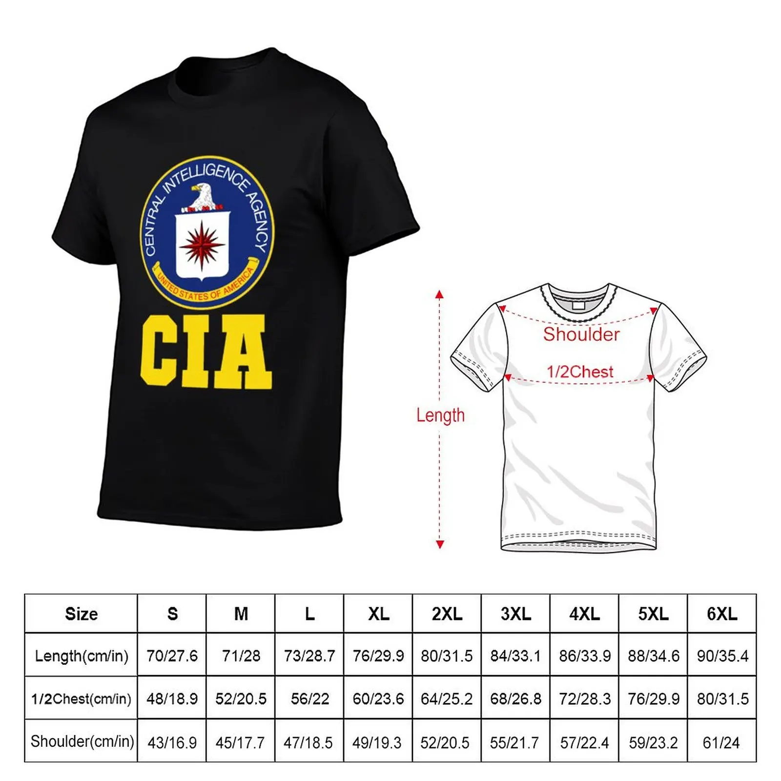 central intelligence agency CIAFederal Agent T-Shirt Utility Work Short Sleeve Top