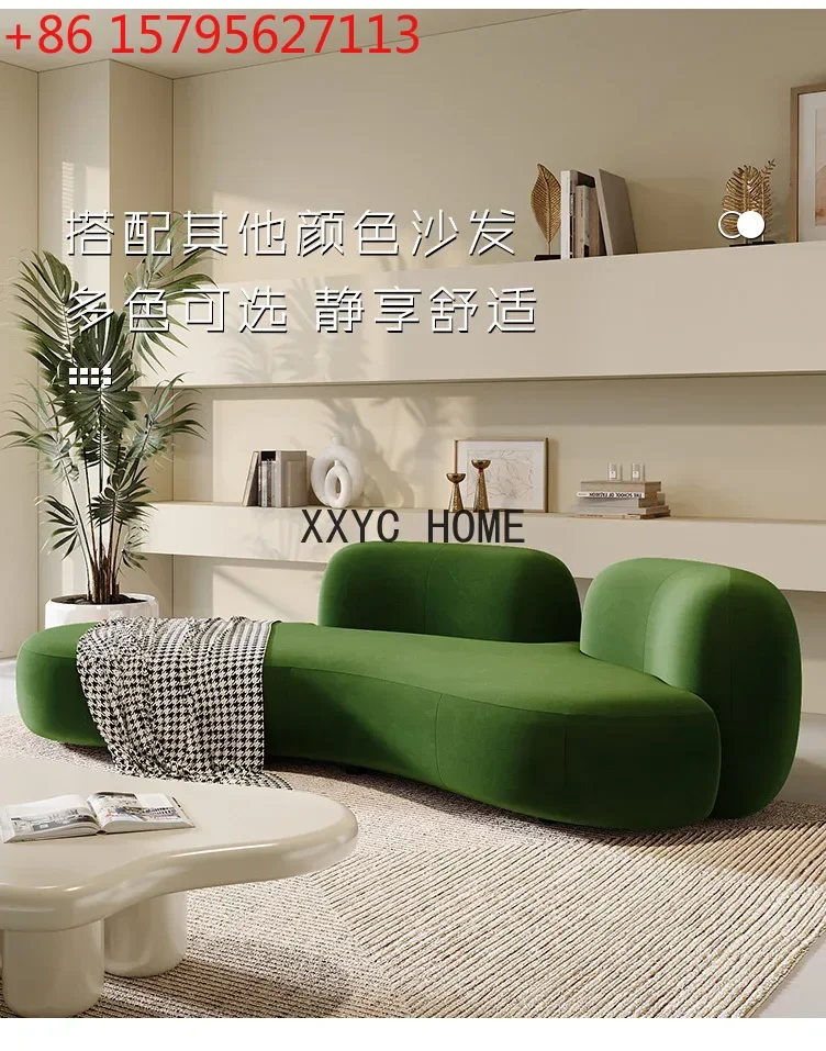 

Cream Style Small Apartment Fabric Curved Sofa Creative