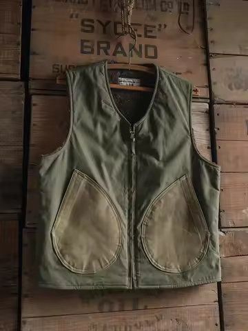 Rugged Bronson Wool Piled-Lined Vest Winter Mens Warm Waistcoat N-1D Deck Jacket
