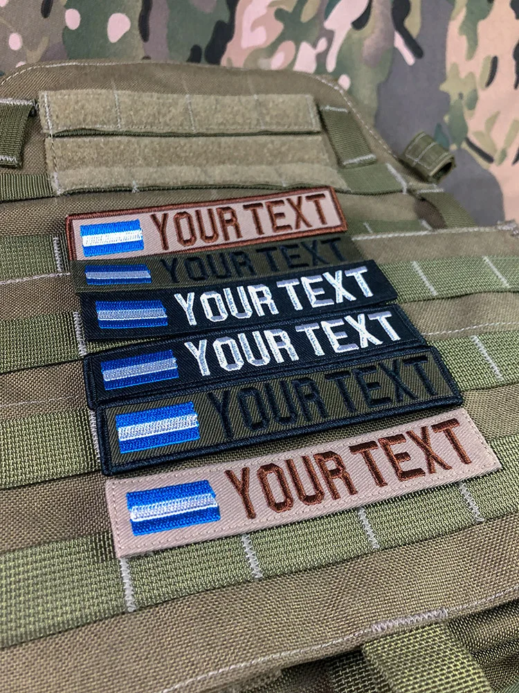 Custom Name Tape El Salvador Flag Embroidery Patch Hook And Loop Multicam Green ACU Black Tan EMR AOR