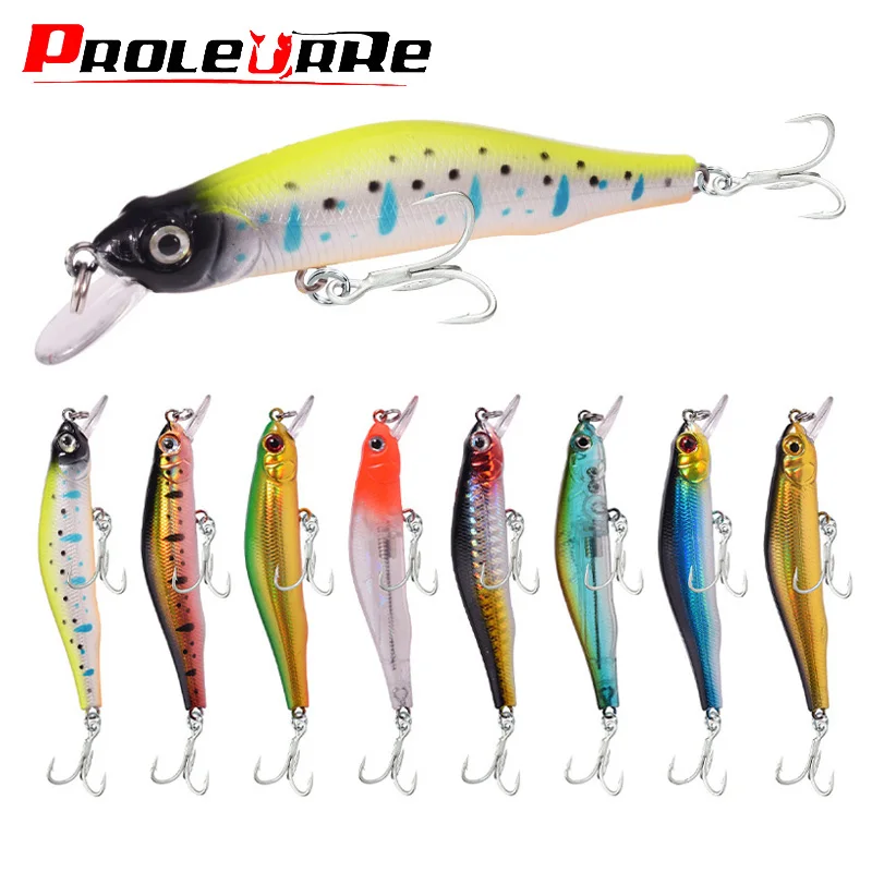 1 pieza, señuelo de pesca minnow, 9 cm, 9 g, hundimiento suspendido wobbler, tackle, señuelo artificial de plástico con 6 # anzuelos triples para la lubina y el lucio - imagen 3
