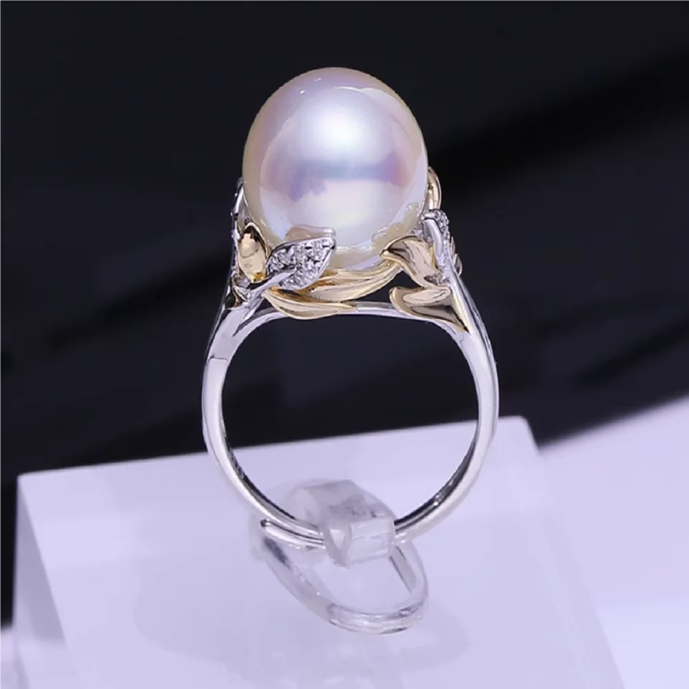 

Beautiful South Sea Pearl AAA11-12mm Round Pearl Ring with Opening Ring 925s