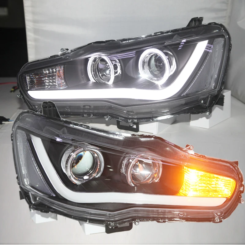 New Style 2008-2013 Year Mitsubishi Lancer Exceed LED Strip Headlights Angel Eyes YZ V2