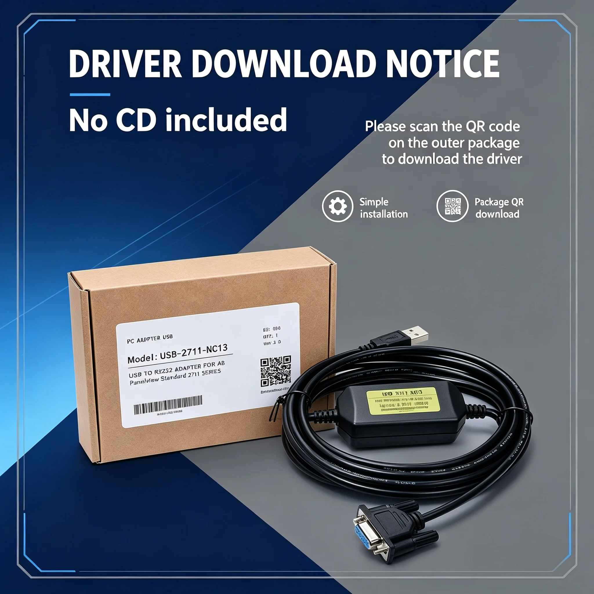 rs232-db9通信ケーブル-usb-2711-nc13。ab-panelview-hmiに対応。データ転送用の3つのledインジケーターを内蔵。