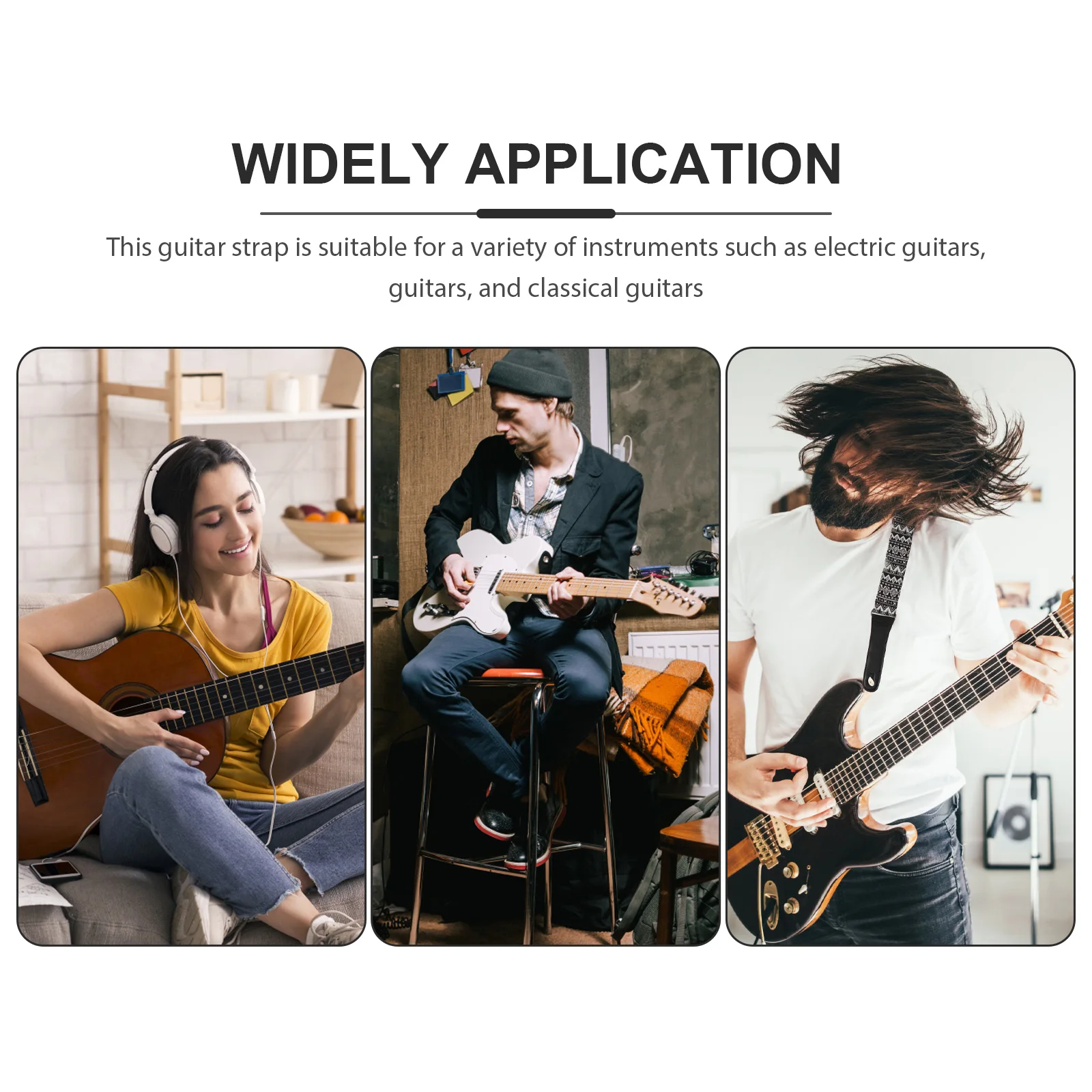 

Cotton Guitar Strap Set High Tensile Strength Electric Guitar Strap With Parts Durable Accessory For Musical Instruments
