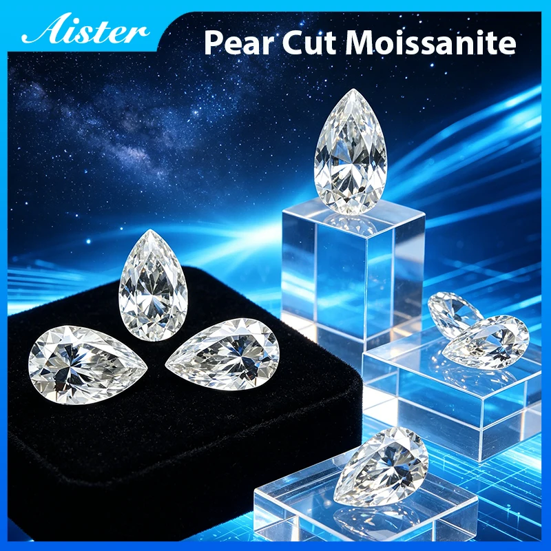 Real D Color Pear Cut Moissanite Loose Stone 1.5x3mm-10x15mm Certified Lab Diamond Pass Tester with GRA Report