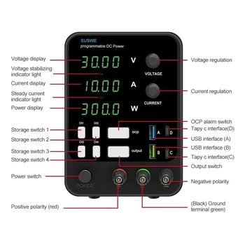 DC regulated lab power supply adjustable 30V 10A laboratory 60V 5A 120V 2AVoltage regulator stabilizer bench power supply