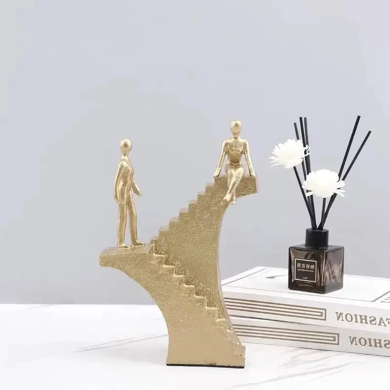 Abstract Figure Sculpture Golden Staircase Resin Handicraft Golden Figure Staircase Decorative Figurines Home Decoration