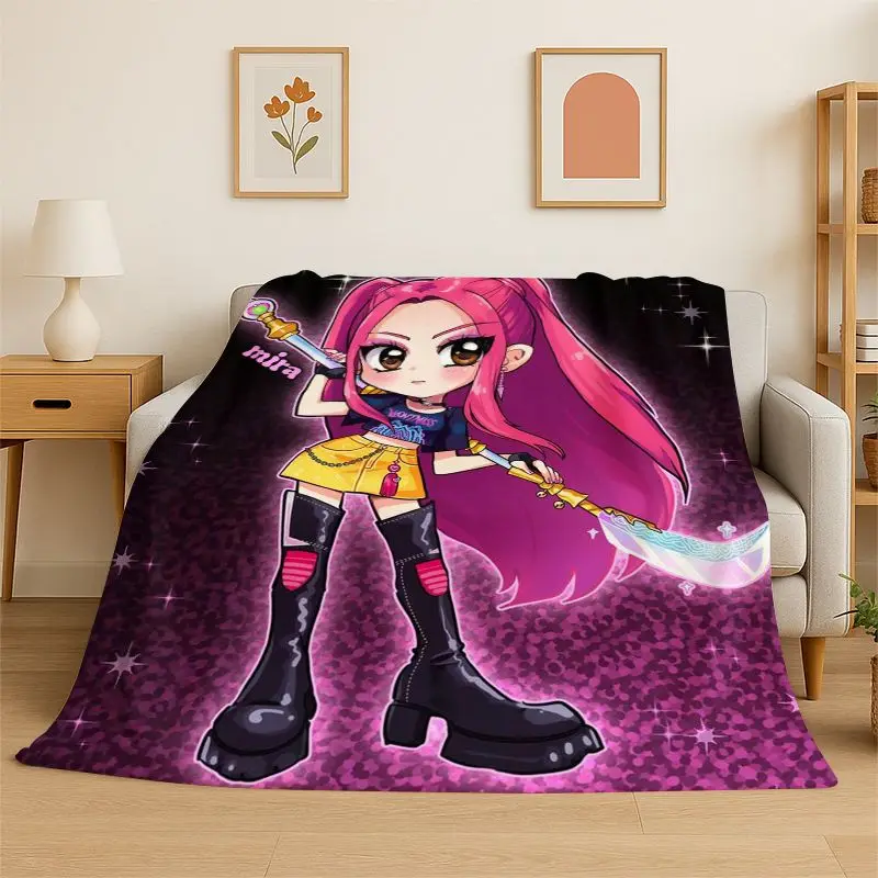 New KPop D-Demon H-Hunters Cartoon Flannel Throw Blanket,Warm Cozy Blanket for Bed,Sofa,Couch,Bedroom,Living Room,Office,Camping
