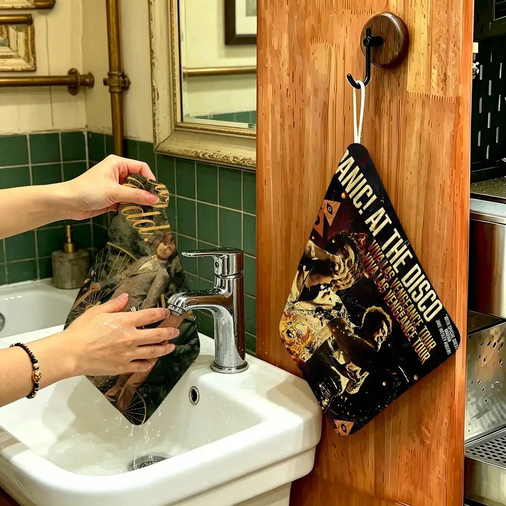 Band Pop P-Panic At The D-Disco Polyester Cotton Hanging Kitchen Towel, Soft Hand Wiping Towel, Reusable for Kitchen Bathroom