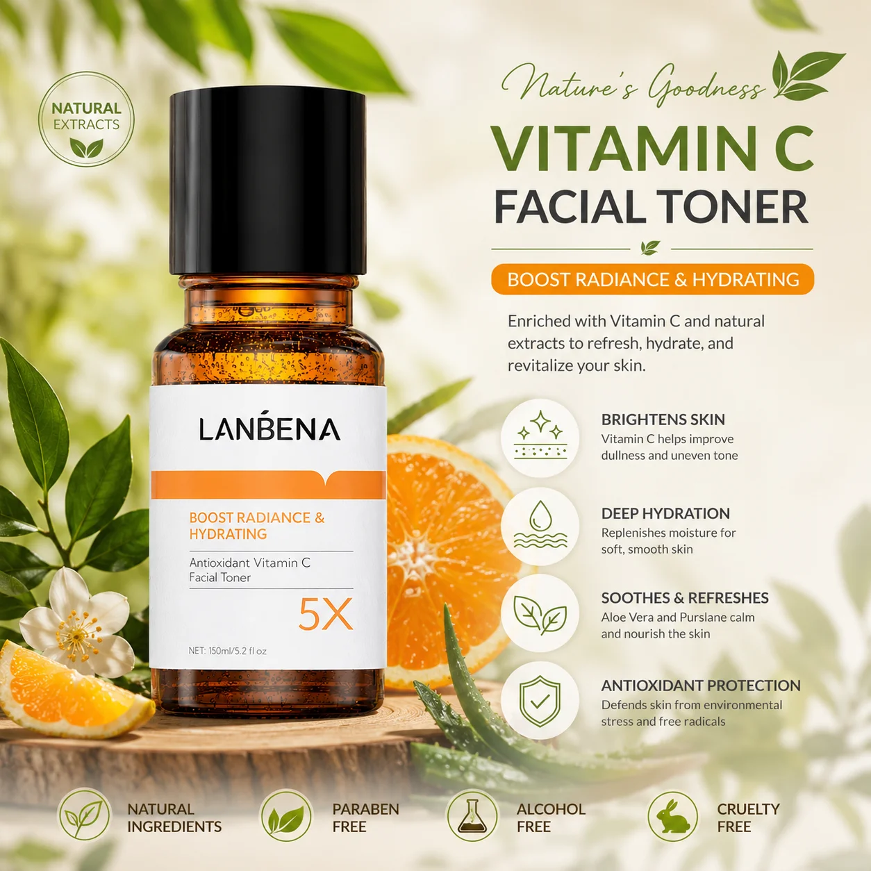 LANBENA VC Toner Essenz Creme Aufhellend und Feuchtigkeitsspendend 3-teiliges Set – Detail 4