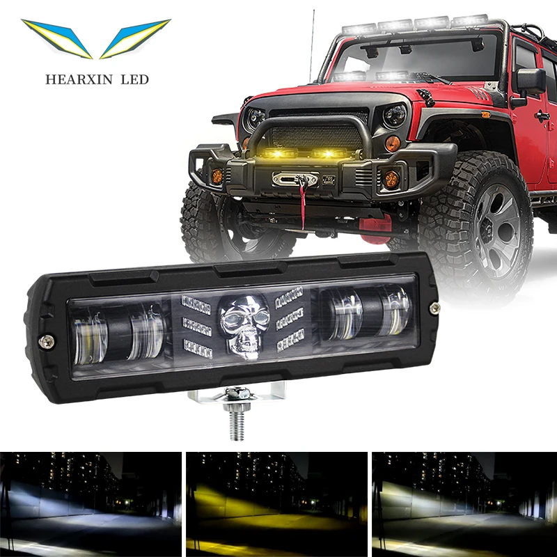 

6 Inch Skull LED Work Light Bar 12V-36V Offroad Driving Running Light Fog lights for Motorcycle 4X4 ATV SUV Truck Tractor