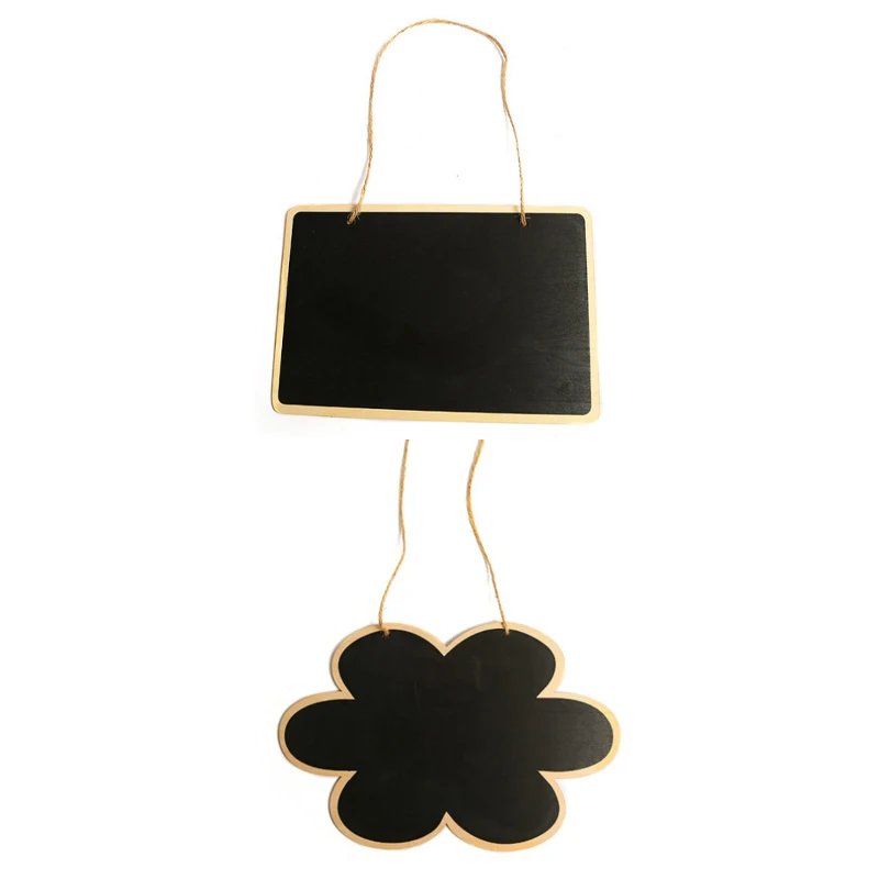 크리 에이 티브 미니 재사용 가능한 나무 지울 수있는 칠판 교수형 문자열 장식 디스플레이 블랙 스퀘어 메시지 보드 공예 선물